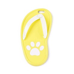 Желтый Спрей окрашены сплава большие кулоны, тапочка с рисунком в виде лапы, без кадмия, без никеля и без свинца, желтые, 60x30x8 мм, отверстие : 7x3 мм