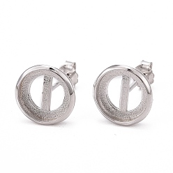 Платина Антикоррозийное родиевое покрытие 925 серьги-гвоздики из стерлингового серебра, плоско-круглые, платина, 9.5x1.5 мм, лоток : 8 мм, штифты : 0.6 мм