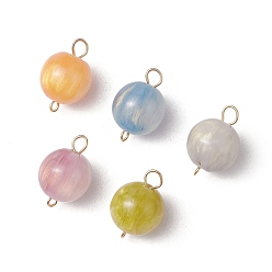 Золотой 5 шт. 5 цвета смолы имитация кошачьего глаза круглые подвески-соединители, с 304 петлями из нержавеющей стали, разноцветные, золотые, 18.5x12 мм, отверстие : 1.6~3 мм, 1 шт / цвет