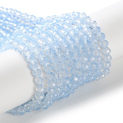 Светло-Голубой Запекание окрашенные прозрачные стеклянные бусины нити, имитация Opalite, граненые, круглые, Небесно-голубой, 4 мм, отверстие : 0.9 мм, около 105~110 шт / нитка, 38~39 см