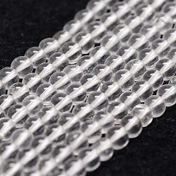 Прозрачный Природных кристаллов кварца бисер нитей, бусины из горного хрусталя, круглые, класс А, прозрачные, 4 мм, отверстие : 1 мм, около 90 шт / нитка, 14.9 дюйм ~ 15.1'