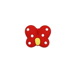 Red Butterfly Food Grade Eco-Friendly Silicone Focal Beads, Red, 23x25mm