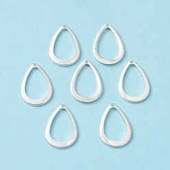 Серебро 304 подвески из нержавеющей стали, слеза, серебряные, 17x11x1 мм, отверстие : 0.8 мм
