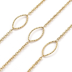 Золотой Ионное покрытие (IP) ручной работы 304 цепи из нержавеющей стали с конским глазом, пайки, с катушкой, золотые, 20x10x1 мм, около 16.40 футов (5 м) / рулон