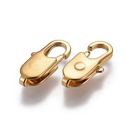 Golden 304 Stainless Steel Lobster Claw Clasps, Golden, 18x8.5x3.7mm, Hole: 1.6mm