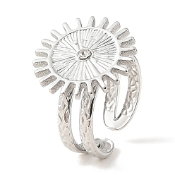 Нержавеющая Сталь Цвет 304 открытая манжета из нержавеющей стали для женщин, со стразами, солнце, цвет нержавеющей стали, внутренний диаметр: 18 мм