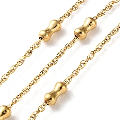 Золотой 304 цепи из нержавеющей стали ссылка, ионное покрытие (ip), пайки, с катушкой, бамбуковую палку, золотые, 1.5 мм, бамбуковая палка: 8x4 мм