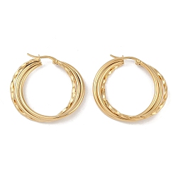 Золотой Вакуумное покрытие pvd 201 серьги-кольца из нержавеющей стали, с 304 штифта из нержавеющей стали, золотые, 35x6 мм