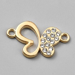 Light Gold Подвески из цинкового сплава со стразами, бабочка, золотой свет, 14x23x2 мм, отверстие : 1.7 мм