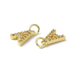 Letter A Real 18K Gold Plated Brass Micro Pave Clear Cubic Zirconia Charms, with Jump Ring, Letter.A, 11.5x8x2.5mm, Hole: 3.4mm