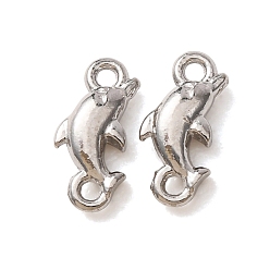 Stainless Steel Color 304 Stainless Steel Connector Charms, Dolphin Links, Stainless Steel Color, 9x4x2.5mm, Hole: 1mm