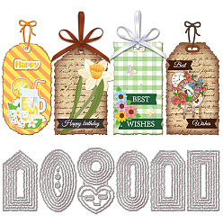 Нержавеющая Сталь Цвет Тема этикетки трафареты для резки углеродистой стали, для diy scrapbooking, Фотоальбом, декоративная бумага для тиснения, цвет нержавеющей стали, 72~83x133~146x0.8 мм, 6 шт / комплект