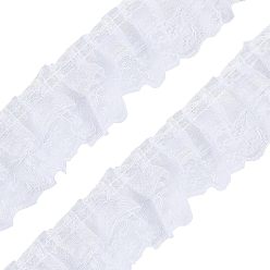 Weiß Spitzenbesatz aus Polyester, gesticktes florales Spitzenband, zum Nähen oder Basteln, weiß, 44 mm, über 20 Yard/Karte (18.28 m/Karte)