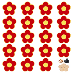 Красный 20шт. брошь из эмалированного сплава в виде цветка, Застежки для значков на лацканах одежды, красные, 20.5x21 мм