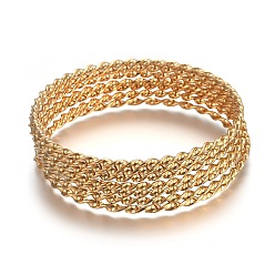 Золотой 304 наборы буддийских браслетов из нержавеющей стали, скрученный, золотые, 2-3/8 дюйм (6 см), о 7 шт / комплект
