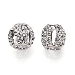 Платина Европейские бусины, сплав, стразы , бусины с большим отверстием, круглые, платина, 10.5~11 мм, отверстие : 4.8 мм