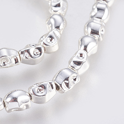 925 Sterling Silver Plated Electroplated Non-magnetic Synthetic Hematite Bead Strand, Grade AA, Skull, 925 Sterling Silver Plated, 5.5x5.5x4.5mm, Hole: 1mm, about 70pcs/strand, 16 inch(40.8cm)