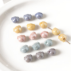 Mixed Color Opaque Acrylic European Beads, Pig, Mixed Color, 15x18x14.4mm, Hole: 4mm, 260pcs/500g