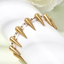 Золотой 304 Браслеты из нержавеющей стали с шиповидными звеньями для женщин, золотые, 7.28 дюйм (18.5 см)