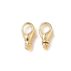 Real 24K Gold Plated & Stainless Steel Color Карабин-лобстеры, латунные, без свинца и без кадмия, реальный 24 k позолоченный и цвет нержавеющей стали, 13.5x7x3.5 мм, отверстие : 1.4 мм
