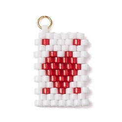 Сердце Цилиндрические семена плоские круглые подвески, игральная карта, с открытыми пружинными кольцами из нержавеющей стали 304, сердце, 24x14x2 мм, отверстие : 2 мм