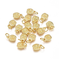 Golden Electroplated Alloy Charms, Long-Lasting Plated, with Brass Jump Ring, Apple, Golden, 9.5x7x3mm, Hole: 3.5mm