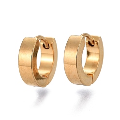 Золотой 304 обруч серьги из нержавеющей стали замке, кольцо, золотые, 13x13.5x4 мм, штифты : 1 мм