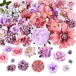 Орхидея 3 сумки 3 стили ткань цветок, искусственные цветочные головки, для поделок декоративный венок вечерние день рождения украшение дома, сиреневые, 12.5~80x22~143x20~105 мм