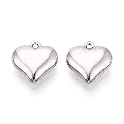 Нержавеющая Сталь Цвет 304 подвески из нержавеющей стали, сердце прелести, цвет нержавеющей стали, 12x11.5x3.5 мм, отверстие : 1 мм