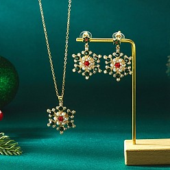 Золотой Комплект из ожерелья и серег-гвоздиков из сплава со стразами и снежинкой для женщин, золотые, ожерелья: 400 мм; серьга: 40мм