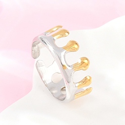 Crown 304 открытые кольца манжеты из нержавеющей стали, золотые и нержавеющая сталь цвет, корона, 9 мм, внутренний диаметр: 18 мм