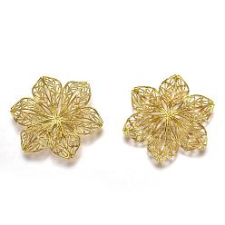 Золотой Латунный филигранный столяр, цветок, золотые, 42x42x4 мм