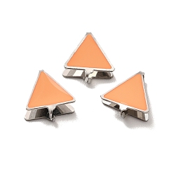 Light Salmon 304 Stainless Steel Snap on Bails, with Enamel, Triangle, Stainless Steel Color, Light Salmon, 11x10x3mm, Pin: 0.9mm