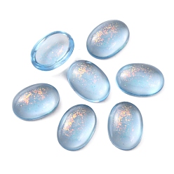 Blassem Türkis Transparente Harzcabochons, mit Goldpulver, Nachahmung Edelstein, ellipsenförmige, blassem Türkis, 14x10x4 mm