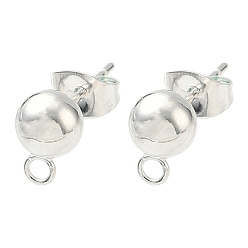 Серебро 304 Выводы серьги из нержавеющей стали шпилька, с петлей и ушной гайкой / серьгами, серебряные, 9 мм, отверстие : 1.8 мм, Шар: 6 mm, штифты : 0.8 мм