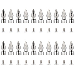 Платина 20шт. шипы из цинкового сплава с винтовым креплением, с винтом 20 шт., для поделок крутой заклепки панк, платина, 23x9 мм, отверстие : 2 мм