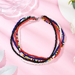 Красный Многорядные ожерелья из бисера из богемского стекла для женщин, цвет нержавеющей стали, красные, 14.88~15.24 дюйм (37.8~38.7 см)