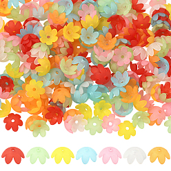 (52) Непрозрачная лаванда 600шт. матовых акриловых колпачков для бусин, 6-лепесток, цветок, разноцветные, 14x6 мм, отверстие : 2 мм, Около 1660 шт / 500 г