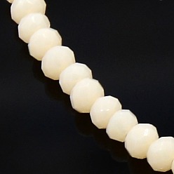 Cornsilk Opaque Solid Color Crystal Glass Faceted Rondelle Beads Strands, Cornsilk, 3.5x2.5~3mm, Hole: 1mm, about 120pcs/strand, 14 inch