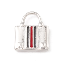 Красный Латунь эмаль подвески, с прыжковых колец, без кадмия и без свинца, долговечный, платина, запирать, красные, 20x16x3 мм, отверстие : 7x6 мм