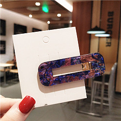 Индиго Заколки из кожи аллигатора из ацетата целлюлозы, выдалбливают аксессуары для волос для девочек женщин, прямоугольные, индиговые, 70 мм