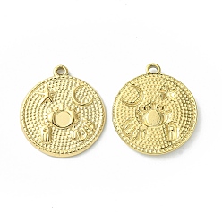 Real 14K Gold Plated 304 Stainless Steel Pendant Cabochon Settings, Flat Round, Real 14K Gold Plated, Tray: 2.8mm, 18.5x16.5x2mm, Hole: 1.2mm