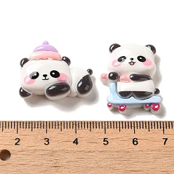 Couleur Mélangete Cabochons décodés en résine opaque, panda formes mixtes, couleur mixte, 21.5~22.5x19.5~25.5x8mm