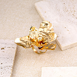 Light Gold Offene Manschettenringe aus Eisen mit Blumenmuster für Damen, Licht Gold, us Größe 4 1/4 (15~20 mm)