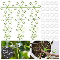 Темно-Зеленый 16шт. 4 варианты подставок для растений из полипропиленового пластика, опоры для растений, с 50шт. полипропиленовых зажимов для подвязки садовой лозы, темно-зеленый, 78~137x79~137x2 мм