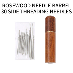 Седло Коричневый 30шт. швейные иглы из нержавеющей стали, с деревянными ящиками для хранения, седло коричневый, 18x81 мм