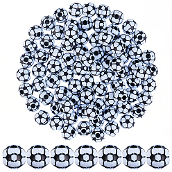 Белый 100 непрозрачные акриловые бусины, футбол, белые, 11.5x11 мм, отверстие : 3.7 мм