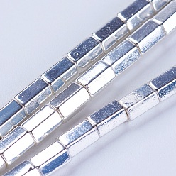 с Платиновым Покрытием Гальванизировать немагнитных синтетический гематит бисер пряди, колонка, класс АА, с покрытием платиным, 6x4x4 мм, отверстие : 0.5 мм, около 68 шт / нитка, 15.9 дюйм