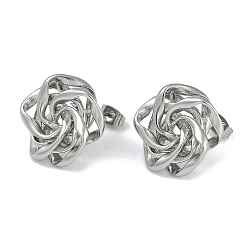 Серебряный & Розово-зололтой 304 серьги-гвоздики из нержавеющей стали в форме розы, серебра и розового золота, 21x22 мм