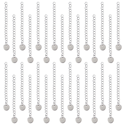 Нержавеющая Сталь Цвет 50шт 304 удлинитель цепи из нержавеющей стали, концевые цепи с 202 плоскими круглыми выступами цепи из нержавеющей стали, цвет нержавеющей стали, 57~60 мм